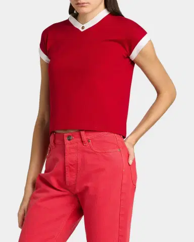 Versace Shrunken V-Neck Ringer Tee | Thumbnail 4 Versace Shrunken V-Neck Ringer Tee | Thumbnail 4