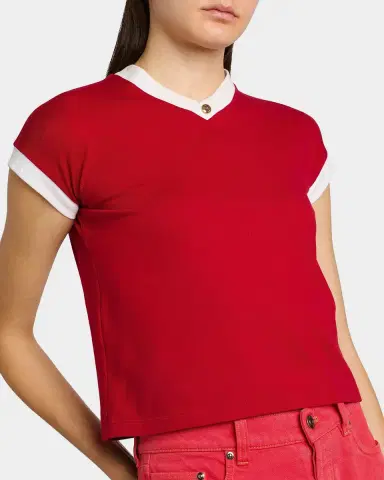 Versace Shrunken V-Neck Ringer Tee | Thumbnail 5 Versace Shrunken V-Neck Ringer Tee | Thumbnail 5