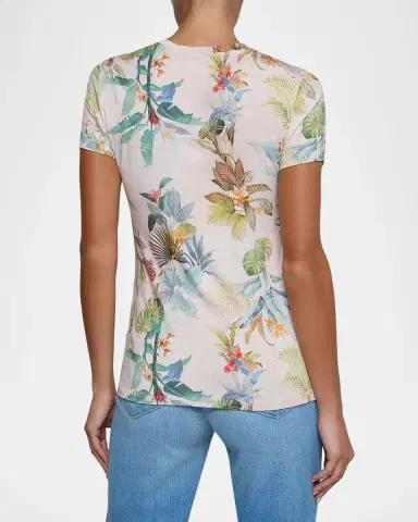 L'AGENCE Ressi Fitted Floral-Print T-Shirt | Thumbnail 3