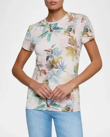 L'AGENCE Ressi Fitted Floral-Print T-Shirt | Thumbnail 4
