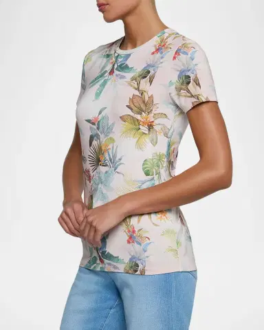 L'AGENCE Ressi Fitted Floral-Print T-Shirt | Thumbnail 5