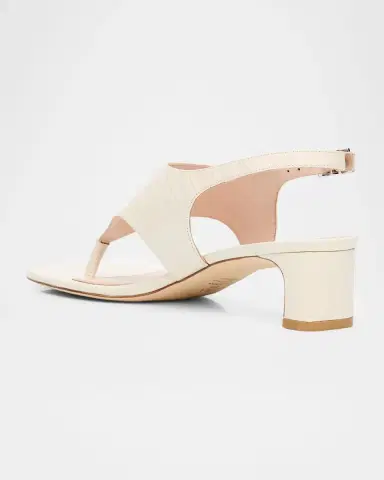 Stuart Weitzman 40mm Baby Babette Croc-Embossed Leather Thong Sandals | Thumbnail 4