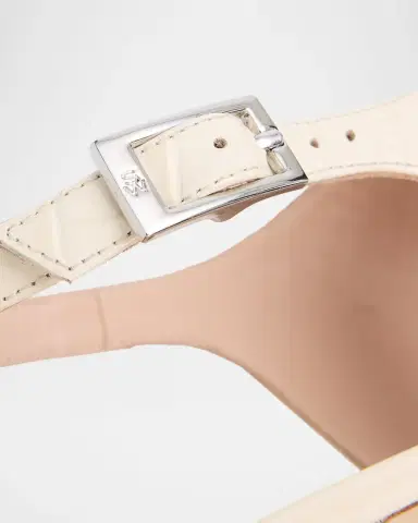 Stuart Weitzman 40mm Baby Babette Croc-Embossed Leather Thong Sandals | Thumbnail 5