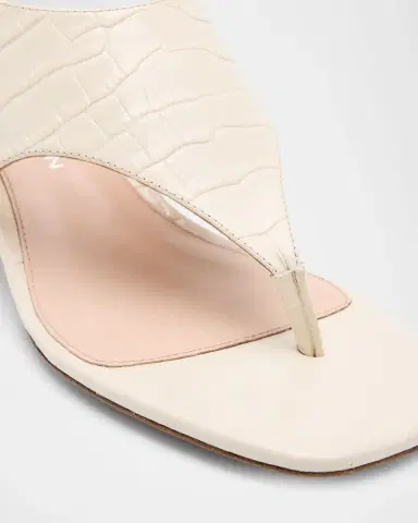 Stuart Weitzman 40mm Baby Babette Croc-Embossed Leather Thong Sandals | Thumbnail 7