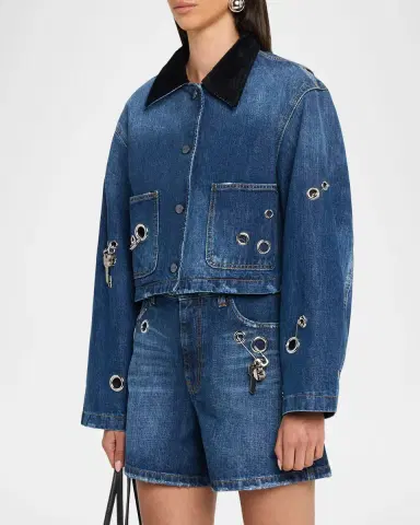 Marc Jacobs Grommet Denim Crop Utility Jacket | Thumbnail 4