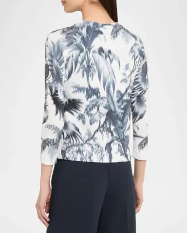 Oscar de la Renta Palm-Print Neck-Tie Cardigan | Thumbnail 3 Oscar de la Renta Palm-Print Neck-Tie Cardigan | Thumbnail 3
