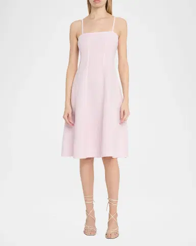 L'Agence Mitzy Seamed Linen Midi Dress | Thumbnail 2