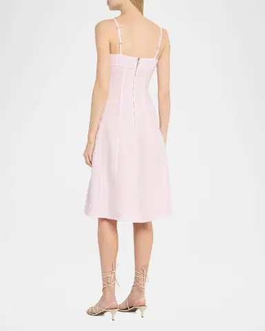 L'Agence Mitzy Seamed Linen Midi Dress | Thumbnail 3