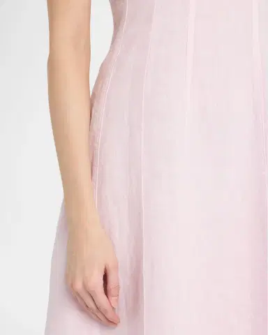L'Agence Mitzy Seamed Linen Midi Dress | Thumbnail 5