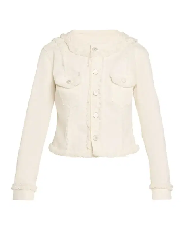 L 'Agence Yarin Fringe-Trim Collarless Denim Jacket