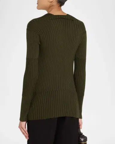 Bottega Veneta Claw Embellished Cashmere-Silk Rib Sweater | Thumbnail 3 Bottega Veneta Claw Embellished Cashmere-Silk Rib Sweater | Thumbnail 3