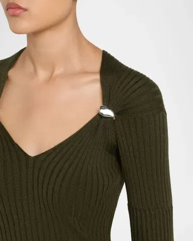 Bottega Veneta Claw Embellished Cashmere-Silk Rib Sweater | Thumbnail 5 Bottega Veneta Claw Embellished Cashmere-Silk Rib Sweater | Thumbnail 5