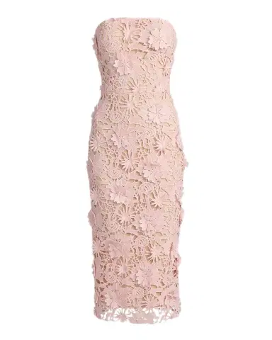 Mac Duggal Strapless Floral Lace Midi Sheath Dress | Thumbnail 1