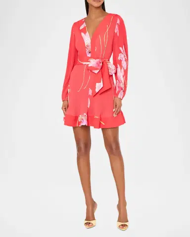 Milly Liv Pleated Floral-Print Mini Dress | Thumbnail 2 Milly Liv Pleated Floral-Print Mini Dress | Thumbnail 2