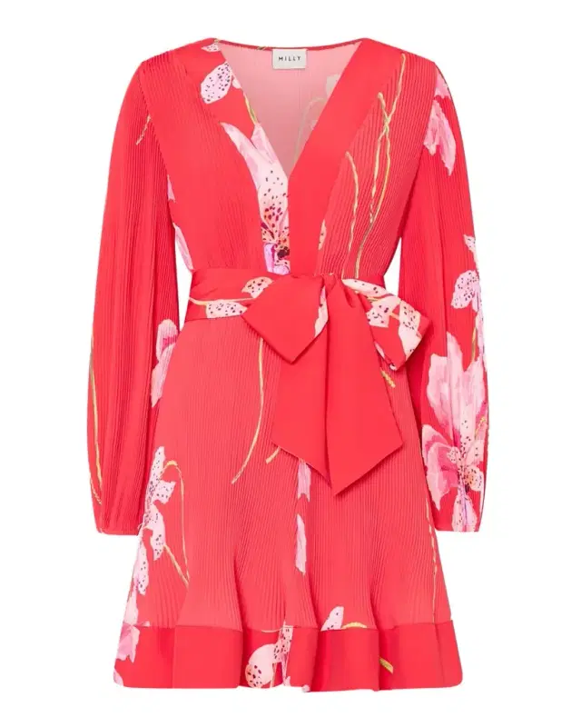 Liv Pleated Floral-Print Mini Dress Liv Pleated Floral-Print Mini Dress