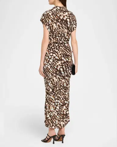 A.L.C. Alma Ruched Viscose Twill Midi Dress | Thumbnail 3 A.L.C. Alma Ruched Viscose Twill Midi Dress | Thumbnail 3