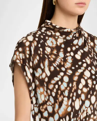 A.L.C. Alma Ruched Viscose Twill Midi Dress | Thumbnail 5 A.L.C. Alma Ruched Viscose Twill Midi Dress | Thumbnail 5