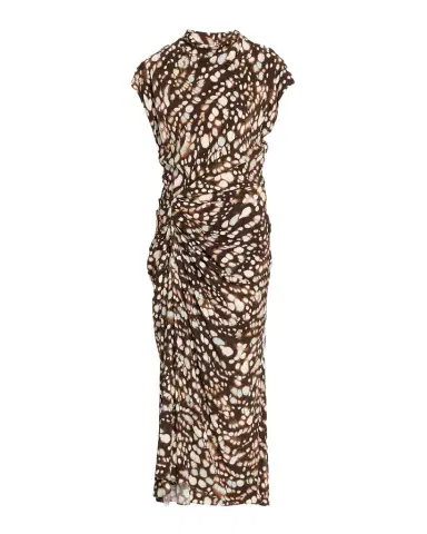 A.L.C. Alma Ruched Viscose Twill Midi Dress | Thumbnail 1 A.L.C. Alma Ruched Viscose Twill Midi Dress | Thumbnail 1