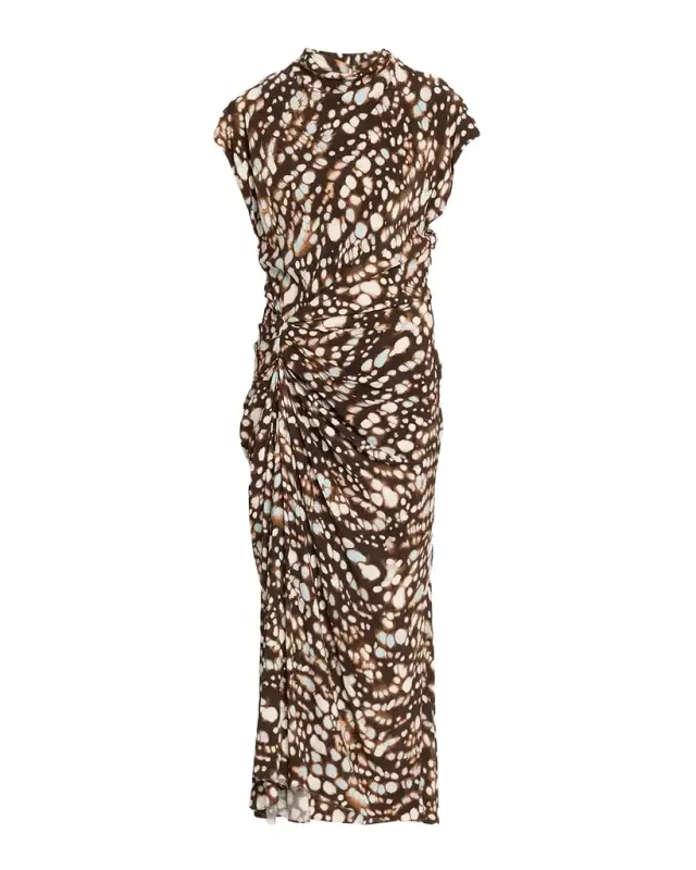 Alma Ruched Viscose Twill Midi Dress
