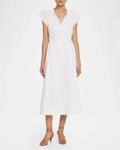 Tanya Taylor Ivana Smocked Cotton-Blend Midi Dress | Thumbnail 2