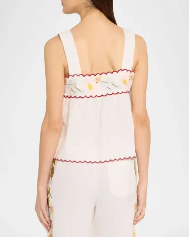 Ciao Lucia Ander Embroidered Cotton-Blend Top | Thumbnail 3