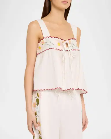 Ciao Lucia Ander Embroidered Cotton-Blend Top | Thumbnail 4