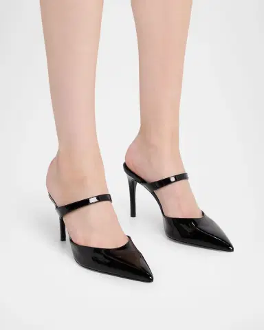Stuart Weitzman 5mm Stuart Power Patent Leather Mule Pumps | Thumbnail 2