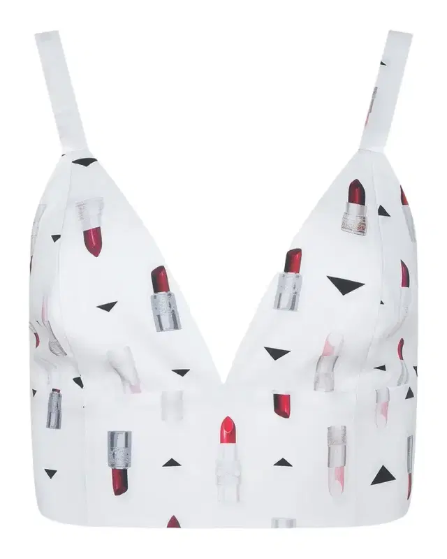 Kaori Lipstick-Print Bralette Top