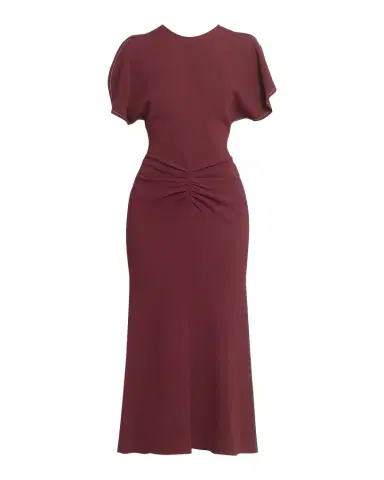 Victoria Beckham Gathered Waist Crepe Midi Dress | Thumbnail 1 Victoria Beckham Gathered Waist Crepe Midi Dress | Thumbnail 1