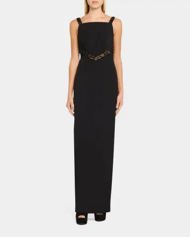 Pamella Roland Embroidered Inset Sleeveless Crepe Gown | Thumbnail 2 Pamella Roland Embroidered Inset Sleeveless Crepe Gown | Thumbnail 2