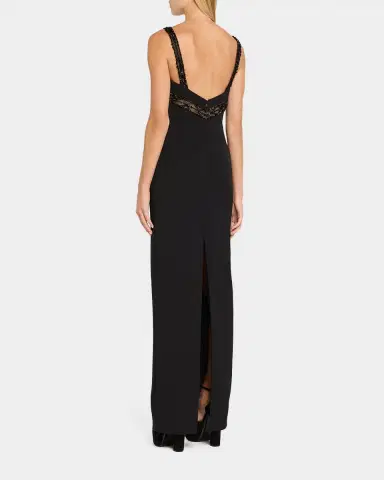 Pamella Roland Embroidered Inset Sleeveless Crepe Gown | Thumbnail 3 Pamella Roland Embroidered Inset Sleeveless Crepe Gown | Thumbnail 3