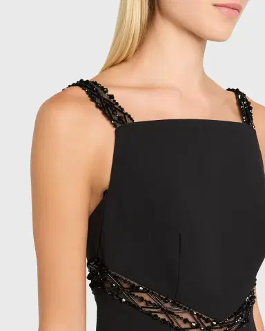 Pamella Roland Embroidered Inset Sleeveless Crepe Gown | Thumbnail 5 Pamella Roland Embroidered Inset Sleeveless Crepe Gown | Thumbnail 5