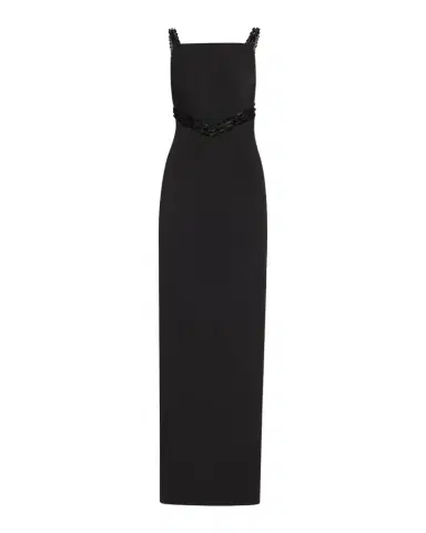 Pamella Roland Embroidered Inset Sleeveless Crepe Gown | Thumbnail 1 Pamella Roland Embroidered Inset Sleeveless Crepe Gown | Thumbnail 1