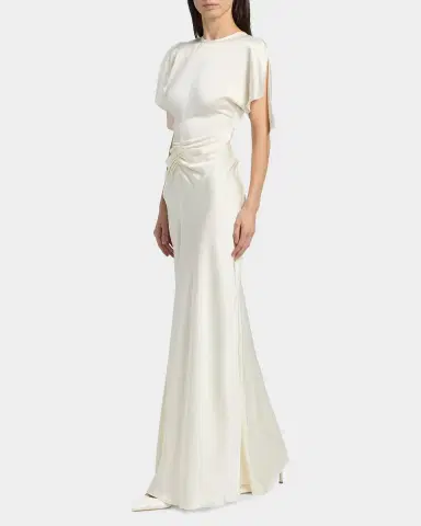 Victoria Beckham Gathered Waist Satin Maxi Dress | Thumbnail 2 Victoria Beckham Gathered Waist Satin Maxi Dress | Thumbnail 2