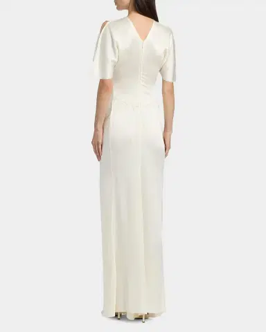 Victoria Beckham Gathered Waist Satin Maxi Dress | Thumbnail 3 Victoria Beckham Gathered Waist Satin Maxi Dress | Thumbnail 3