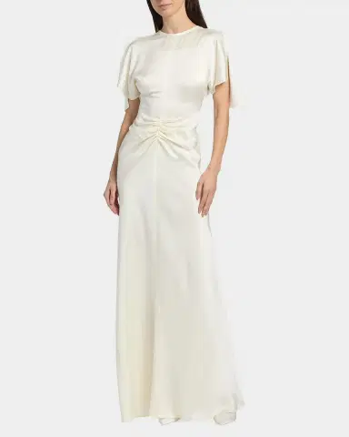 Victoria Beckham Gathered Waist Satin Maxi Dress | Thumbnail 4 Victoria Beckham Gathered Waist Satin Maxi Dress | Thumbnail 4