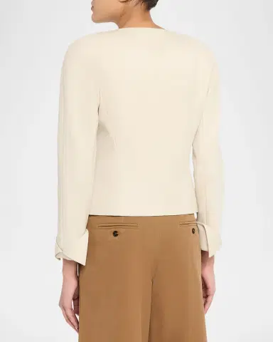 Chloé Exaggerated Shoulder Single-Breasted Collarless Jacket | Thumbnail 3 Chloé Exaggerated Shoulder Single-Breasted Collarless Jacket | Thumbnail 3
