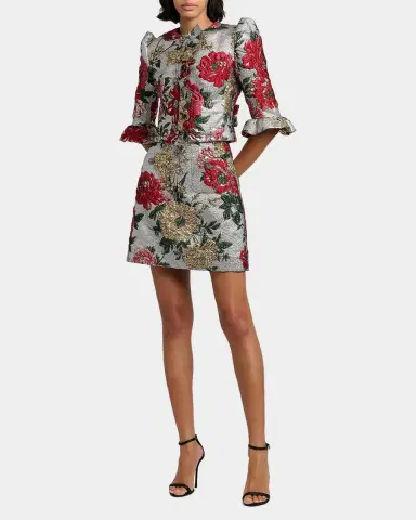 Dolce & Gabbana Floral Matelassé Jacquard Mini Skirt | Thumbnail 2