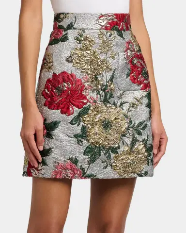 Dolce & Gabbana Floral Matelassé Jacquard Mini Skirt | Thumbnail 4