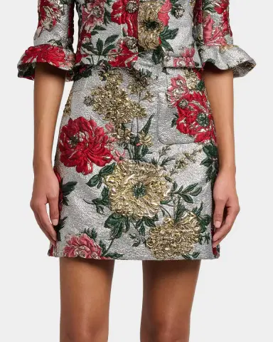 Dolce & Gabbana Floral Matelassé Jacquard Mini Skirt | Thumbnail 6