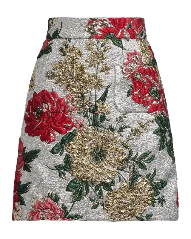 Floral Matelassé Jacquard Mini Skirt