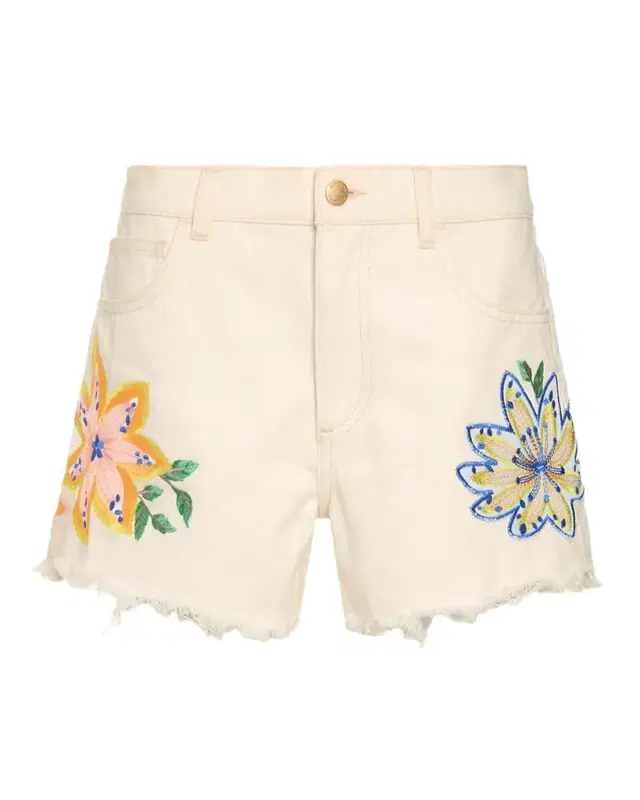 Embroidered Denim Shorts