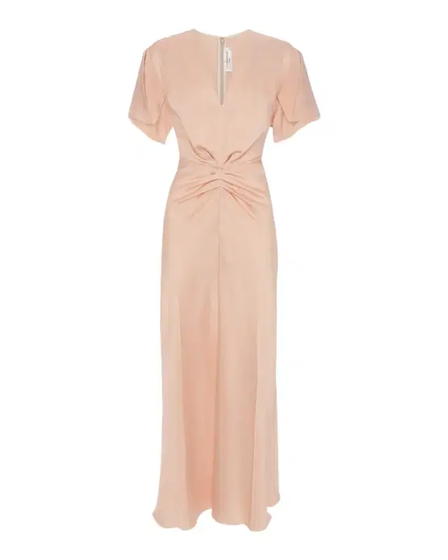 Eve Gathered-Waist Satin Midi Dress