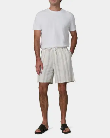 Joe 's Jeans Men 's Dobby Stripe Cotton and Linen Cabana Drawstring Shorts | Thumbnail 2