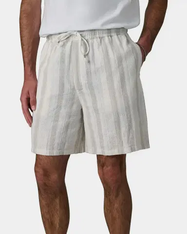 Joe 's Jeans Men 's Dobby Stripe Cotton and Linen Cabana Drawstring Shorts | Thumbnail 4