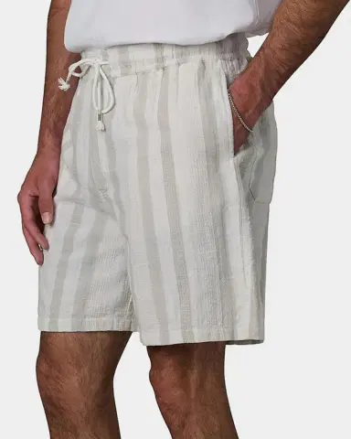 Joe 's Jeans Men 's Dobby Stripe Cotton and Linen Cabana Drawstring Shorts | Thumbnail 5