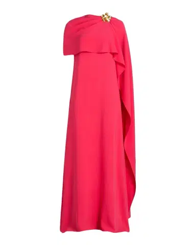 Oscar de la Renta Hibiscus Brooch Draped Georgette Caftan Gown | Thumbnail 1 Oscar de la Renta Hibiscus Brooch Draped Georgette Caftan Gown | Thumbnail 1