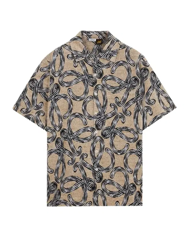 Loewe x Paula 's Ibiza Men 's Towel Terry Jacquard L-Script Short-Sleeve Shirt