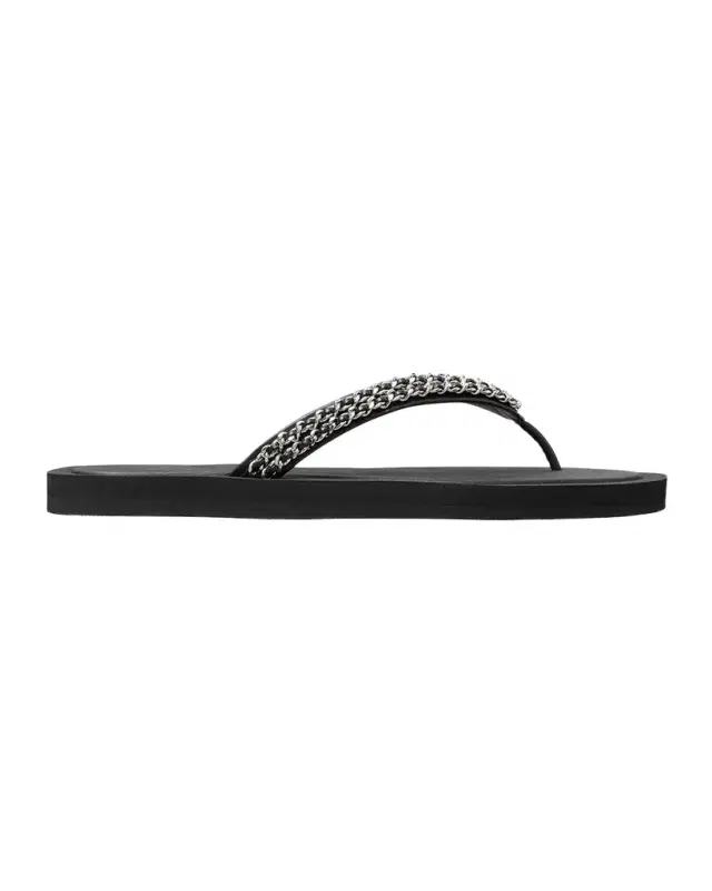 Tory Burch Kira Chain Leather Thong Sandals