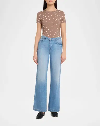 L'AGENCE Ressi Short-Sleeve Polka Dot Tee | Thumbnail 2